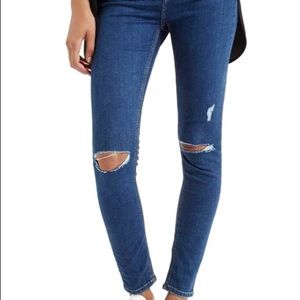 Topshop Moro Jamie High Rise Knee Ripped Jeans